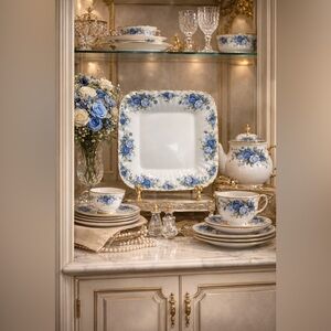 Rare Royal Albert “Moonlight Rose” Square Serving Plate 9.2” Bone China, England